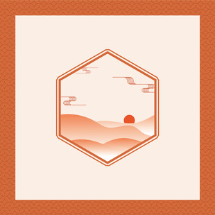 橘色砖红色色仿古新中式江南方巾