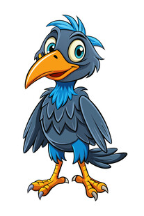 蓝色卡通乌鸦形象展示
