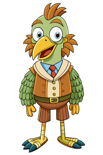 卡通绿鸟绅士形象