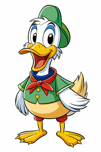 戴绿帽的卡通鸭子形象