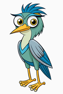 可爱蓝羽小鸟卡通形象