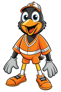 橙色运动装企鹅吉祥物