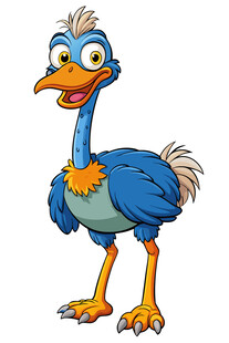 可爱蓝色卡通鸵鸟形象