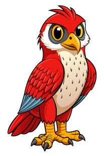 卡通红羽鹰