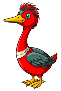 卡通红羽水鸟形象