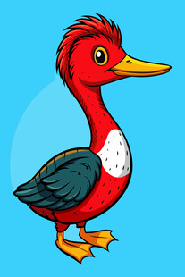 卡通红羽鸭子形象