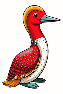 红色斑点鸟卡通形象