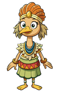 卡通风格的异域装扮小鸟