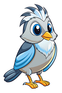 可爱蓝灰小鸟卡通形象