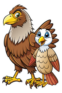 两只可爱的鹰卡通形象