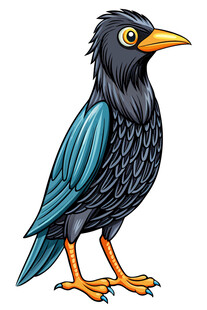 彩色乌鸦插画