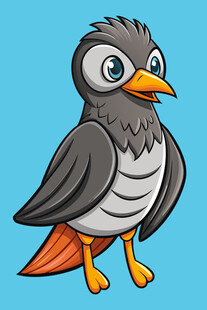 卡通灰鸟站立形象