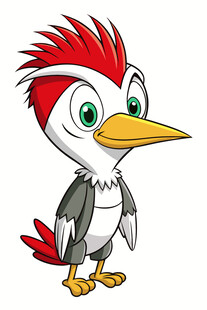 红冠啄木鸟卡通形象