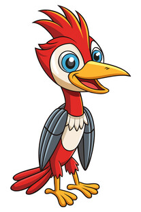 卡通红羽鸟形象