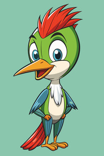 彩色卡通小鸟站立姿态