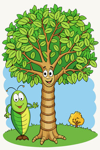 树下的快乐昆虫与大树