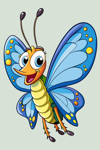 可爱蓝色蝴蝶卡通形象