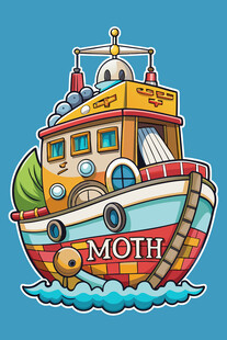 卡通多彩渔船插画