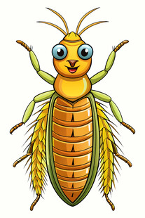 可爱卡通形象的绿色昆虫