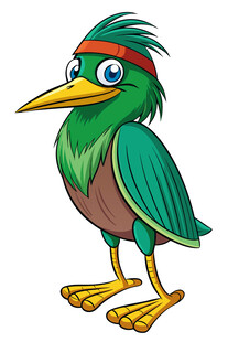 卡通绿羽鸟形象