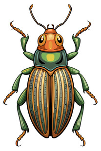 多彩条纹甲虫插画
