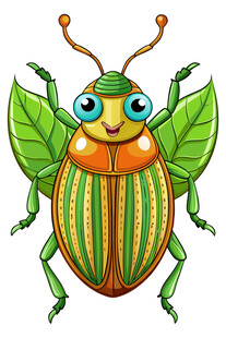 可爱条纹甲虫插画
