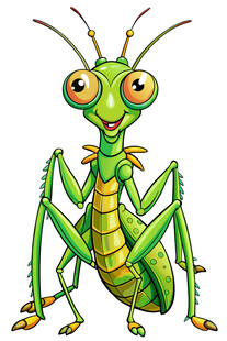 可爱的绿色螳螂插画