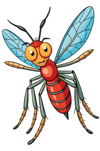 卡通红身大翅昆虫形象