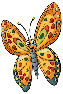 彩色卡通蝴蝶插画