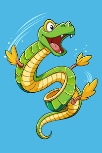 卡通鳄鱼水中欢快游动