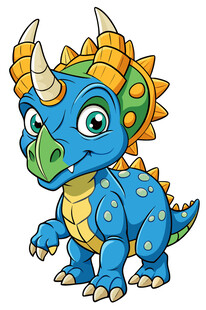 可爱蓝色小恐龙形象