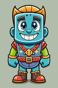 蓝色卡通小怪兽形象