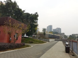 城市河畔旁的静谧小道