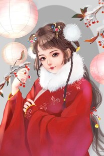古风红衣少女