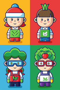 多彩卡通儿童形象集合