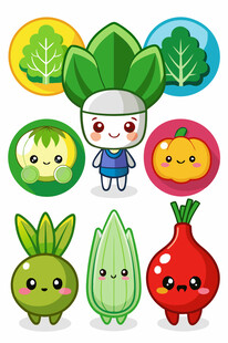 可爱蔬菜卡通形象集合