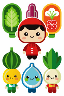 可爱蔬菜卡通形象集合