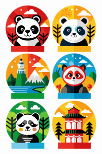 熊猫主题特色图标设计