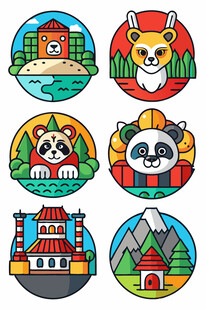 各地特色动物与建筑图标