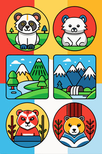 动物与风景插画图案集