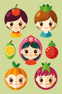 可爱水果主题卡通儿童形象