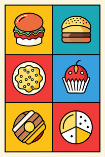 多彩美食图标集合