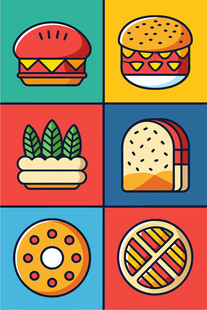 多彩美食图标集合