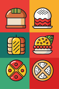 多彩美味糕点图标集合