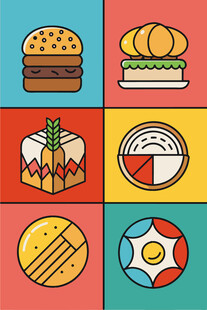 多彩美食图标集合