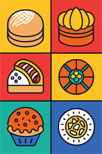 多彩美味糕点图标集合