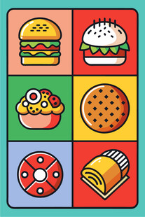 多彩卡通美食图标集合