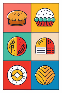 多彩烘焙美食图标集合