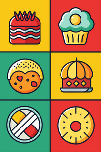 多彩糕点图标集合