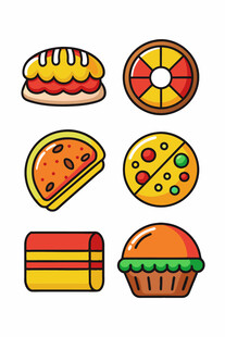 多彩卡通美味糕点集合